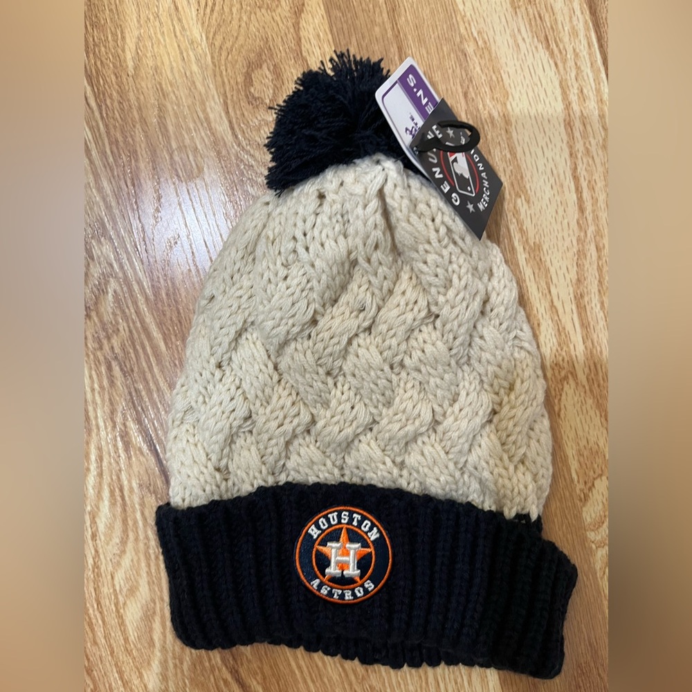 Houston astros knit pom pom hat mlb official merch new nwt